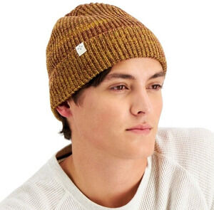 Sun + Stone Men's Brown Rib Knit Casual Cuffed Warm Beanie Hat One Size